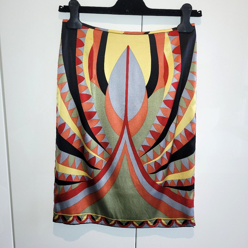 Vintage Y2K 90s Print Silk Charmeuse Skirt Size 8/Size S